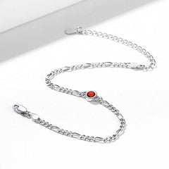 Armband aus Sterlingsilber, 3 mm dünne Kette mit Geburtssteinen