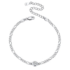 Armband aus Sterlingsilber, 3 mm dünne Kette mit Geburtssteinen