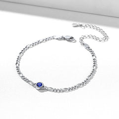 Armband aus Sterlingsilber, 3 mm dünne Kette mit Geburtssteinen