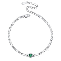 Armband aus Sterlingsilber, 3 mm dünne Kette mit Geburtssteinen