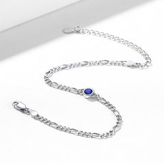 Armband aus Sterlingsilber, 3 mm dünne Kette mit Geburtssteinen