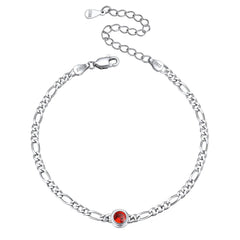 Armband aus Sterlingsilber, 3 mm dünne Kette mit Geburtssteinen