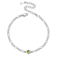 Armband aus Sterlingsilber, 3 mm dünne Kette mit Geburtssteinen