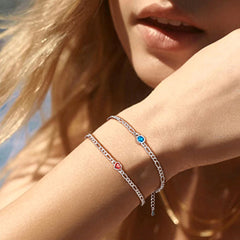 Armband aus Sterlingsilber, 3 mm dünne Kette mit Geburtssteinen