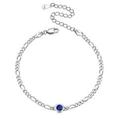 Armband aus Sterlingsilber, 3 mm dünne Kette mit Geburtssteinen