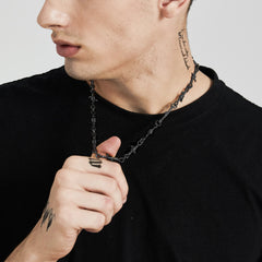 Gothic Thorn Barb Wire Chain Link Halskette Geburtstagsgeschenk für Männer