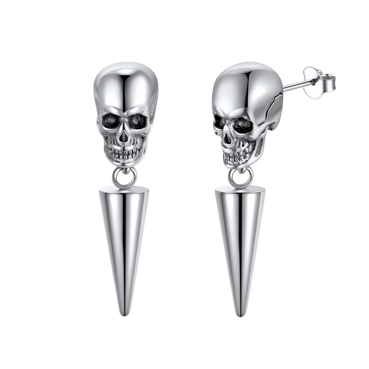 Punk Spike Skull Earrings for Men