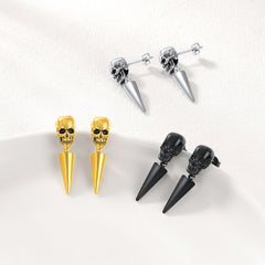 Punk Spike Skull Earrings for Men