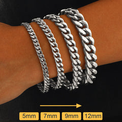 Pulseira de corrente cubana Miami com 5/7/9/12 mm de largura