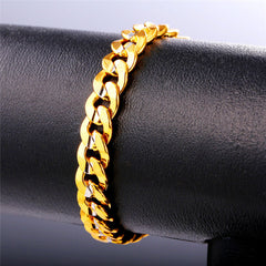9 mm dickes, zweifarbiges Unisex-Schmuckarmband mit kubanischen Gliedern