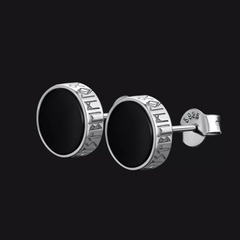 Brincos de diamante de ônix preto em prata esterlina para homens
