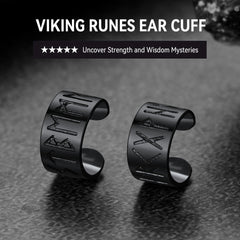Brincos de orelha tipo punho com runa viking de prata esterlina e runas nórdicas vikings para homens em