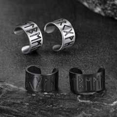 Brincos de orelha tipo punho com runa viking de prata esterlina e runas nórdicas vikings para homens em