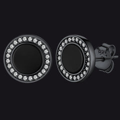 Brincos de diamante de ônix preto em prata esterlina para homens