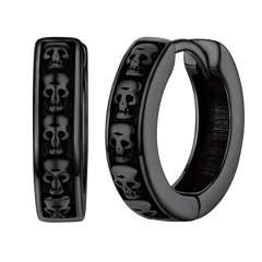 Brincos de argola Huggie com caveira gótica para homens e mulheres