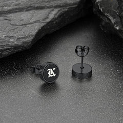 Brincos de ônix preto com runa viking gravada com