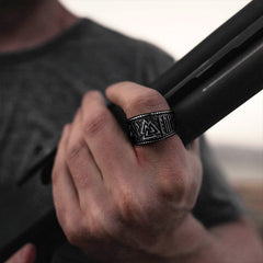 Anel de Runa Valknut Viking Nórdico Masculino