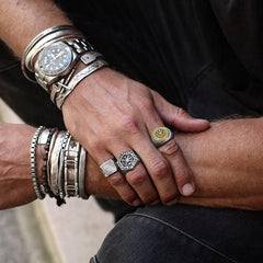 Anel Viking Bússola Vegvisir Runas Masculino