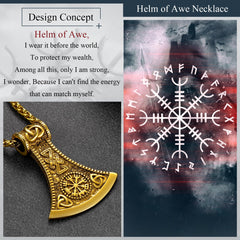 Colar com pingente Viking Battle Axe e bússola masculino