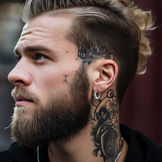 Brincos de argola Viking Rune Viking Hexagon Rune para homens