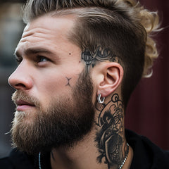 Brincos de argola Viking Rune Viking Hexagon Rune para homens