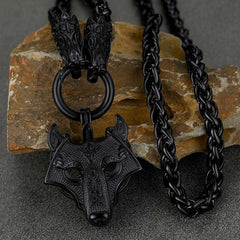 Colar com pingente de lobo viking, corrente de corda de lobo para homens