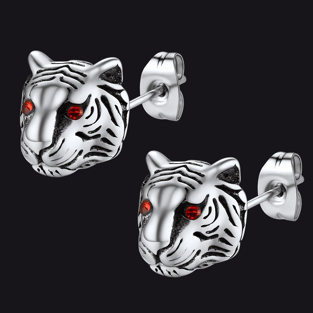 Vintage Tiger Stud Earrings for Men