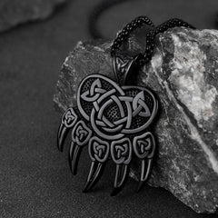 Colar Viking com Pata de Urso e Nó Celta Masculino