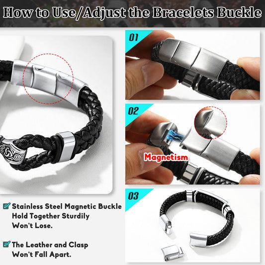 Pulseira de couro trançado preto gravado personalizada