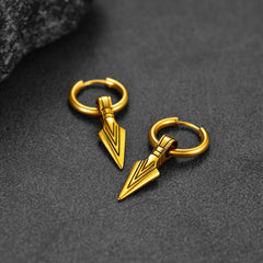 Brincos de argola com ponta de flecha e runa viking nórdica, Gungnir, para homens