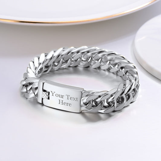 Miami Cuban Link Chain Armband mit individueller ID-Gravur