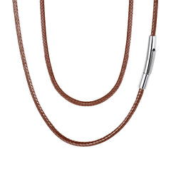 Colar de corda de cera com corrente de couro trançado 2 mm/3 mm