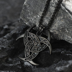 Colar Viking Triplo Chifre Odin Crescente Triquetra Charme Amuelt Masculino