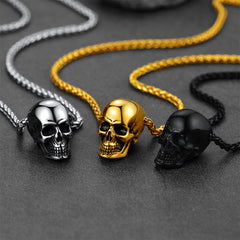 Colar com pingente de caveira gótica masculina