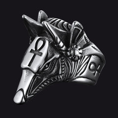 Altägyptischer Anubis-Ring Ankh-Kreuz für Männer