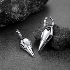 Brincos de argola pendentes com caveira de corvo gótico para homens e mulheres