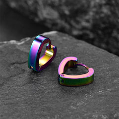 Small Heart Piercing Huggie Hoop Earrings Set for Men 4 Pairs