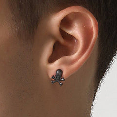 Punk Totenkopf-Ohrstecker mit gekreuzten Knochen für Männer