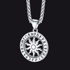 Colar com pingente de runa da roda solar viking masculino
