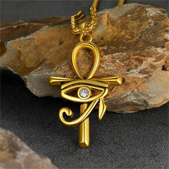 Ägyptisches Ankh-Kreuz Halskette Anhänger Auge Horus