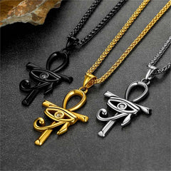 Ägyptisches Ankh-Kreuz Halskette Anhänger Auge Horus