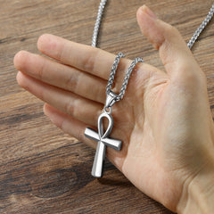 Colar de cruz egípcia copta Ankh para homens e mulheres