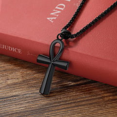 Colar de cruz egípcia copta Ankh para homens e mulheres