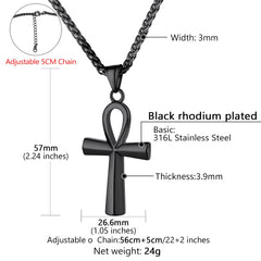 Colar de cruz egípcia copta Ankh para homens e mulheres
