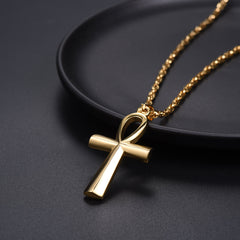 Colar de cruz egípcia copta Ankh para homens e mulheres