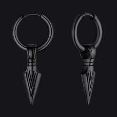 Brincos de argola com ponta de flecha e runa viking nórdica, Gungnir, para homens