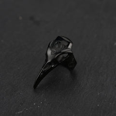 Anel de caveira de corvo viking com nó celta masculino
