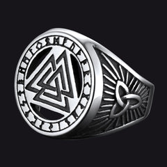 Viking Rune Valknut Signet Ring Celtic Knot