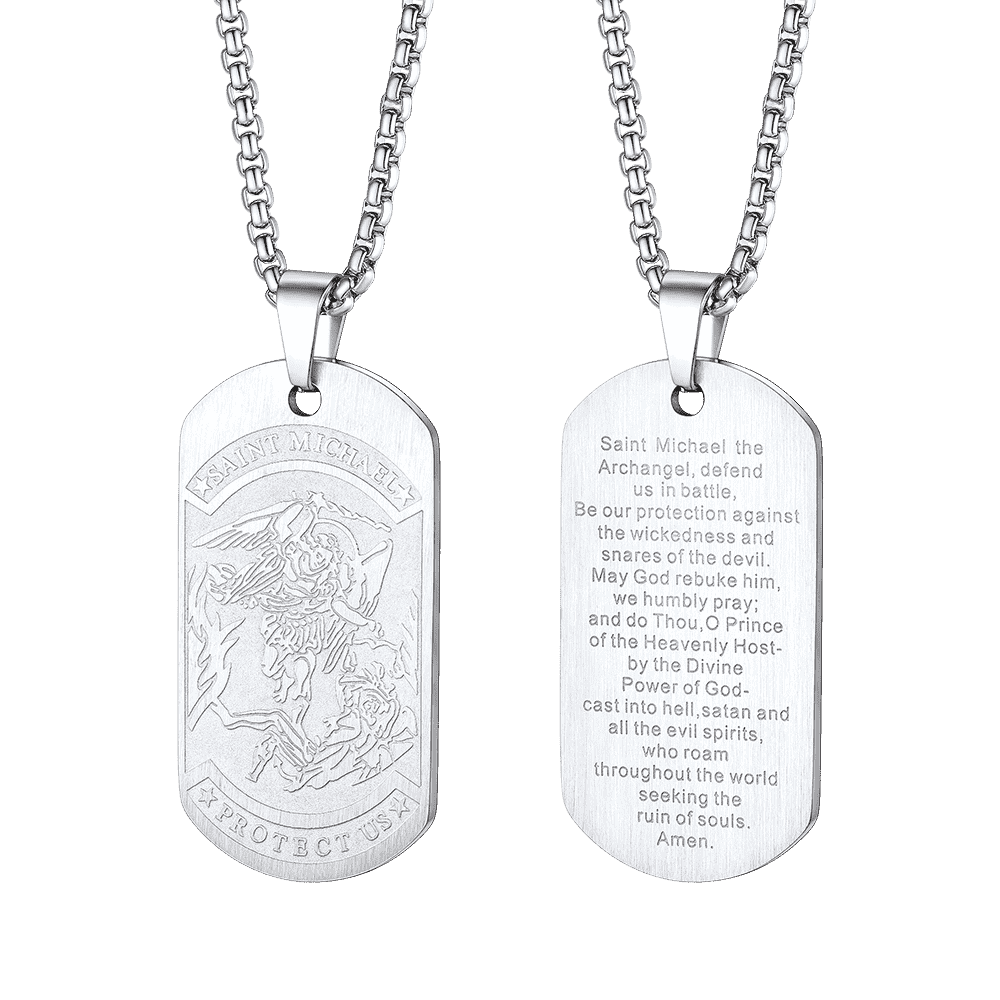 Erzengel St. Michael Hundemarke Halskette Herren