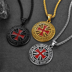 Tempelritter Kreuz Medaillon Halskette Herren